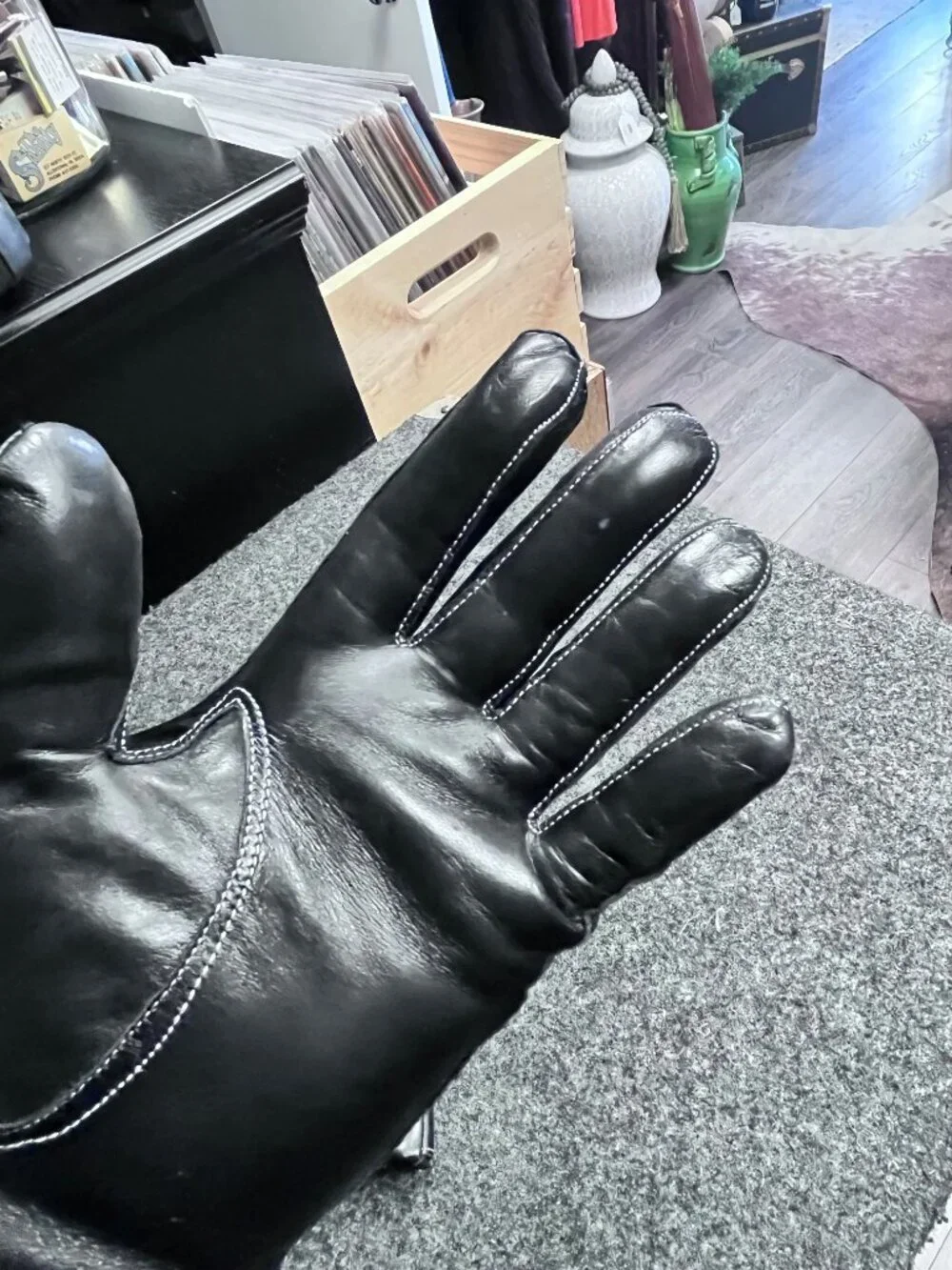 Coach Black Leather Buckle Gloves Size 8